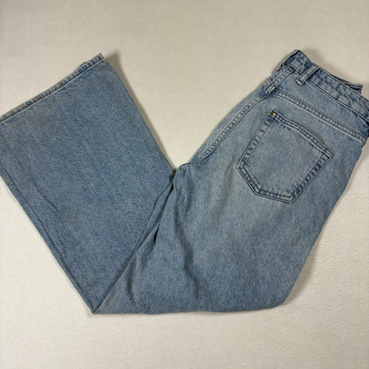 H&M Womens Wide Leg Jeans 25 High Rise Light Wash Y2K Baggy Vintage 90s Grunge