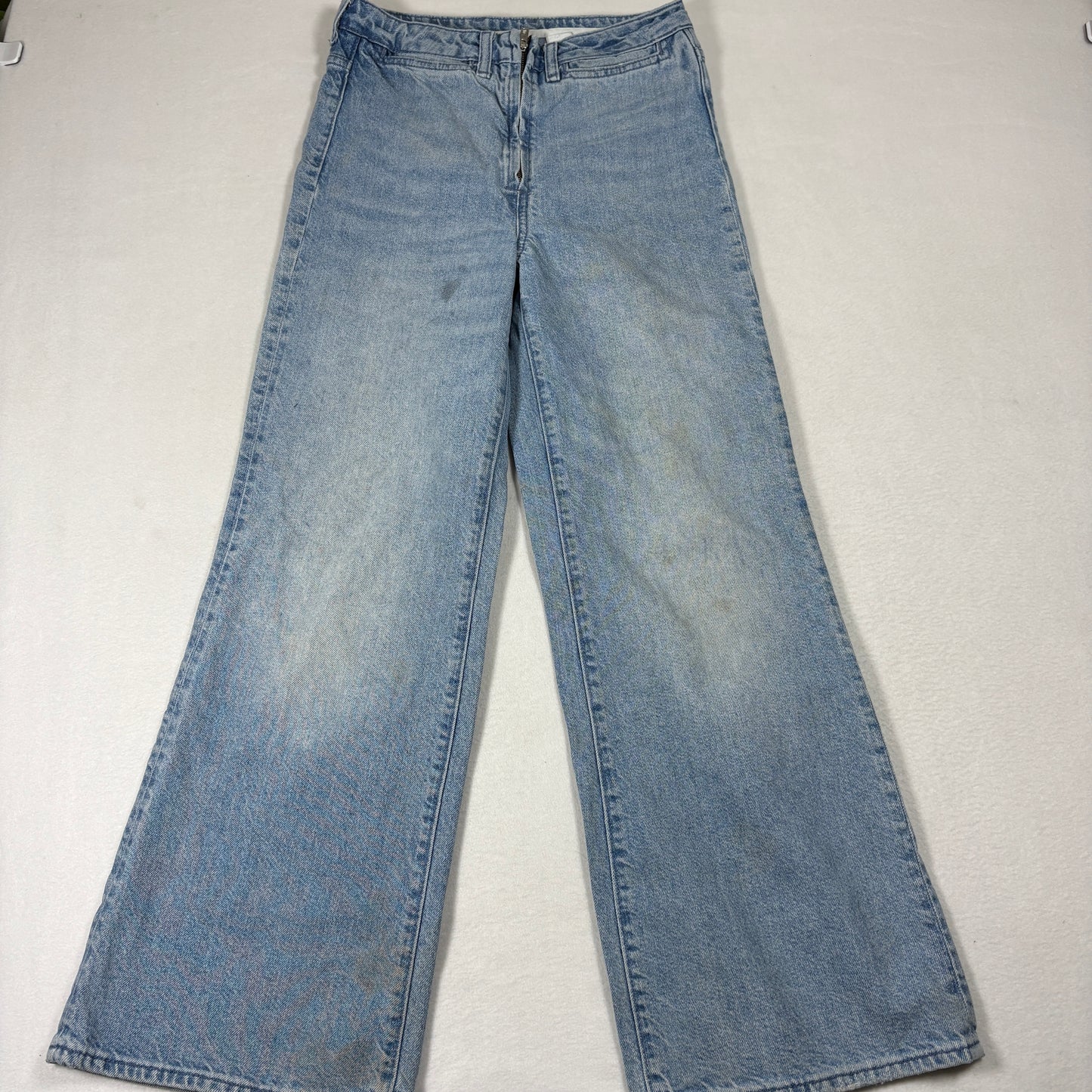 H&M Womens Wide Leg Jeans 25 High Rise Light Wash Y2K Baggy Vintage 90s Grunge