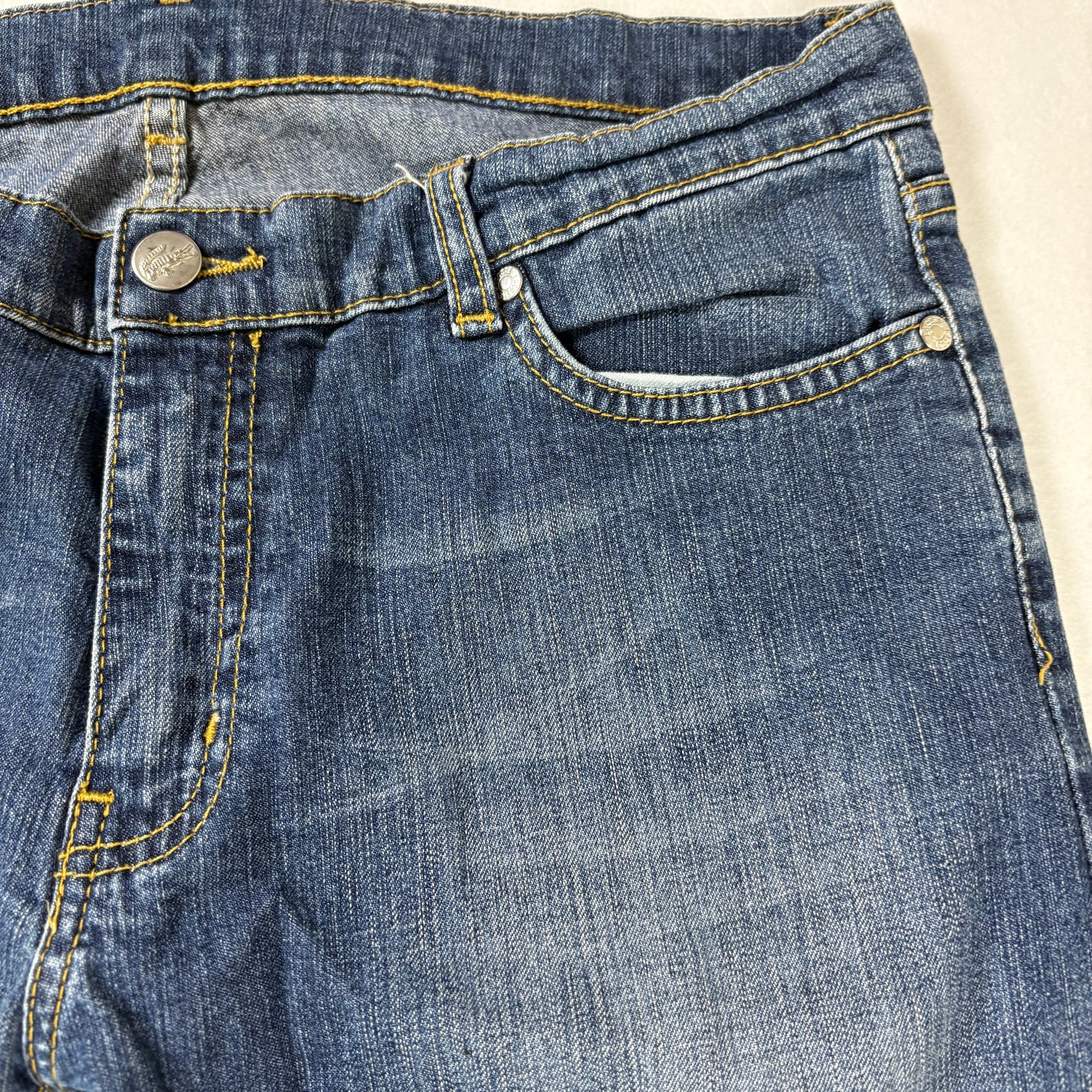 Lacoste Men’s Jeans 40 Dark Wash Denim Straight Leg Croc Logo Embroidered Pockets