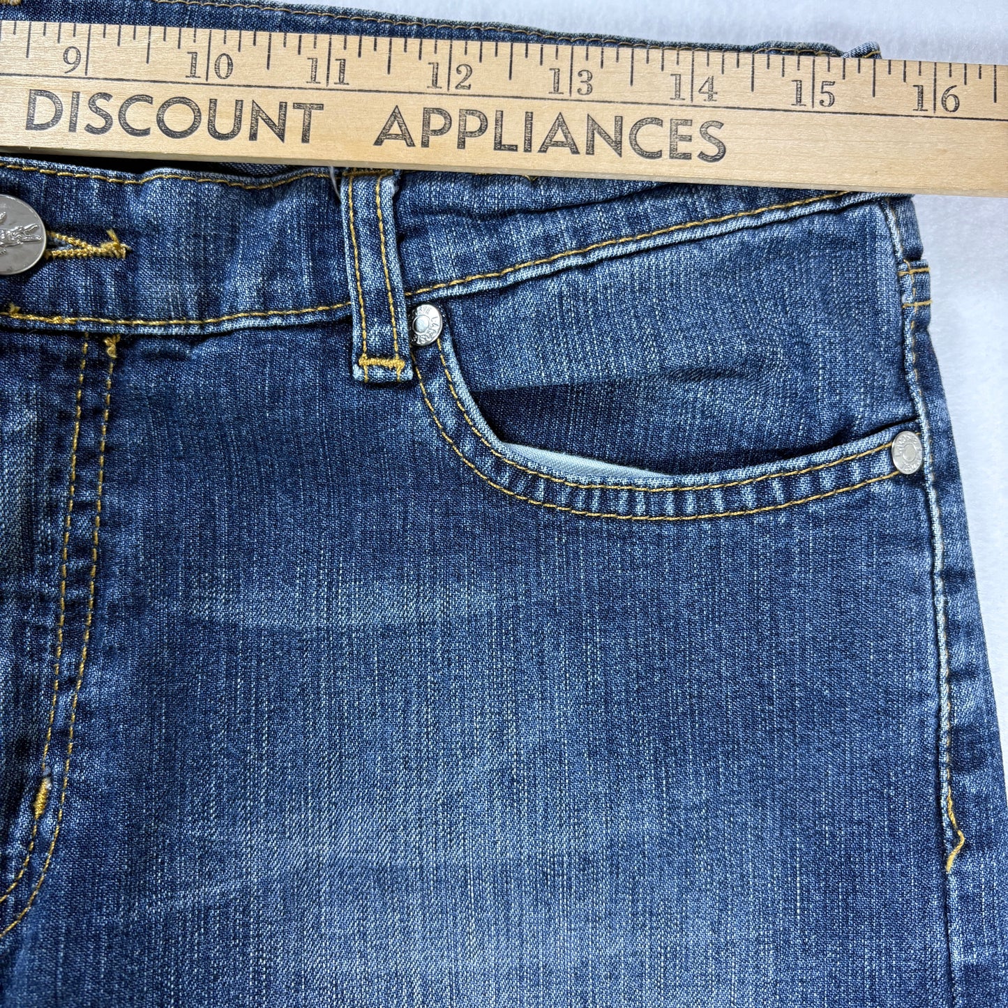 Lacoste Men’s Jeans 40 Dark Wash Denim Straight Leg Croc Logo Embroidered Pockets