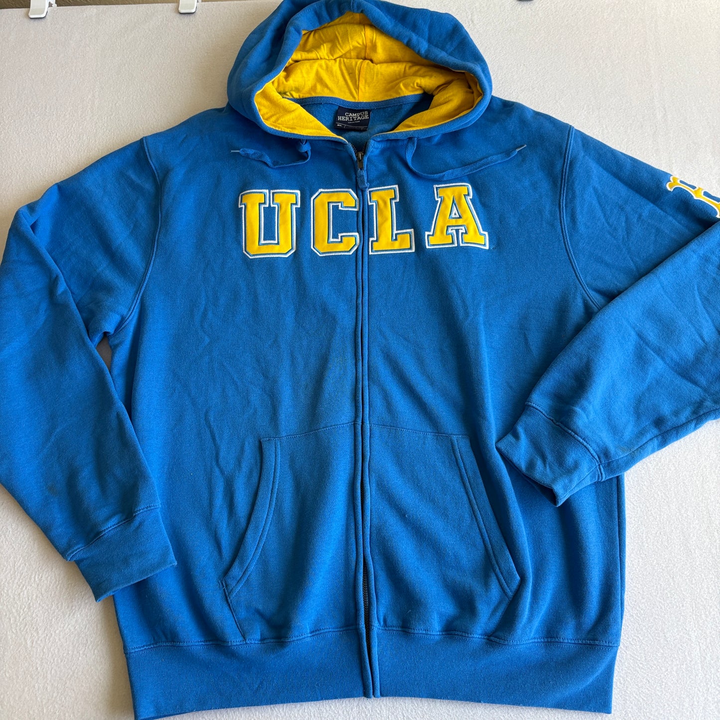 UCLA Bruins Zip Hoodie Mens XL Blue Gold Campus Heritage NCAA Sweatshirt