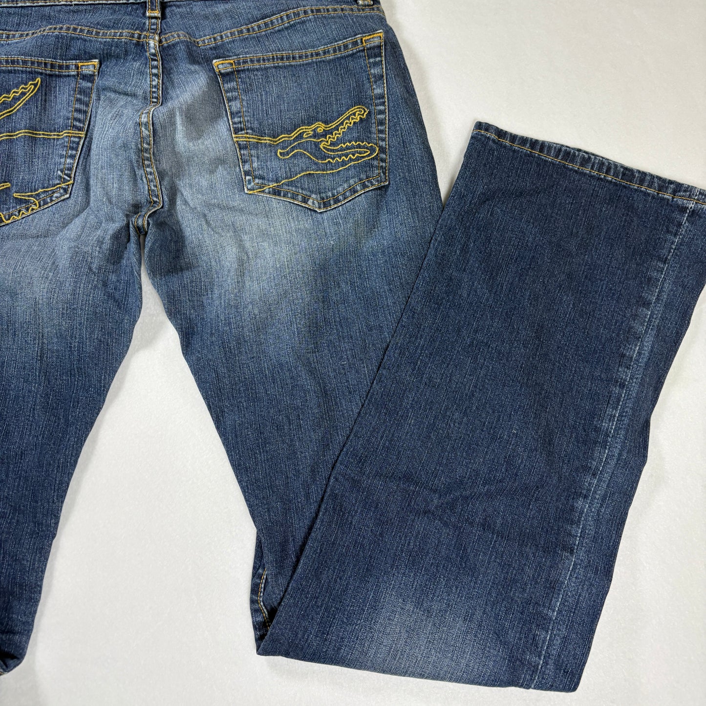 Lacoste Men’s Jeans 40 Dark Wash Denim Straight Leg Croc Logo Embroidered Pockets