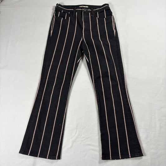 Madewell Cali Demi Boot Jeans Womens 26 Black Stripe Denim Flare Vintage Look