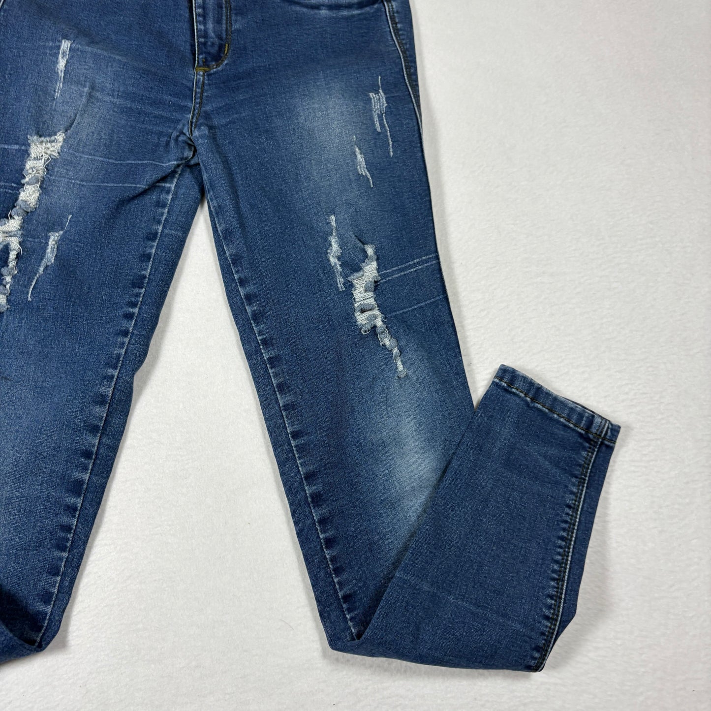 Tissini Womens Jeans Dark Wash Distressed Skinny High Rise Push Up Y2K Size 14