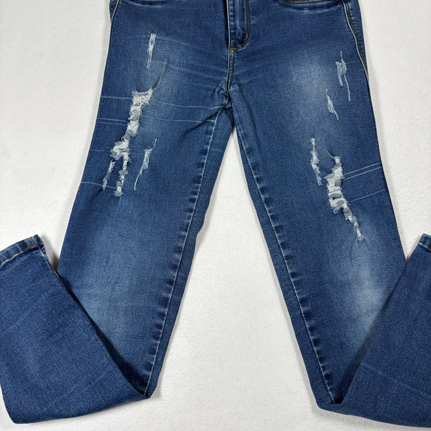 Tissini Womens Jeans Dark Wash Distressed Skinny High Rise Push Up Y2K Size 14