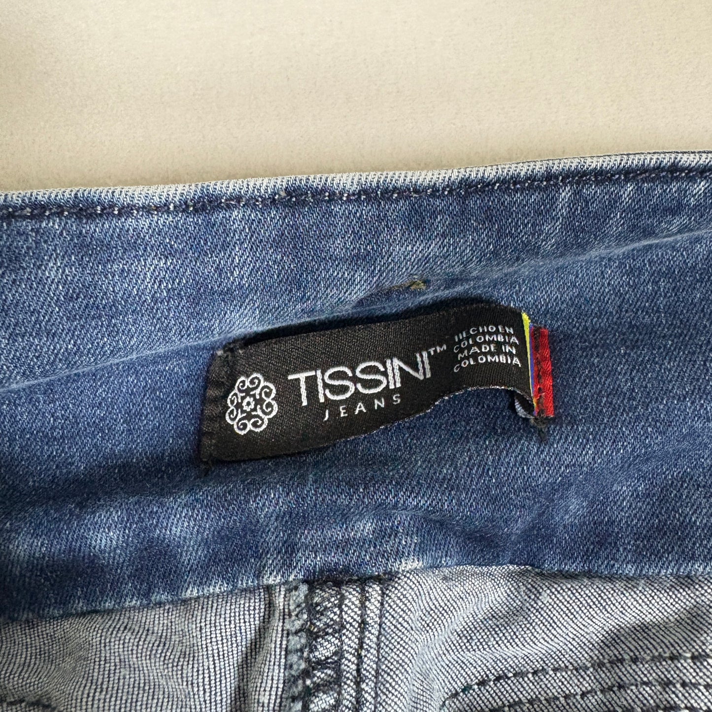 Tissini Womens Jeans Dark Wash Distressed Skinny High Rise Push Up Y2K Size 14