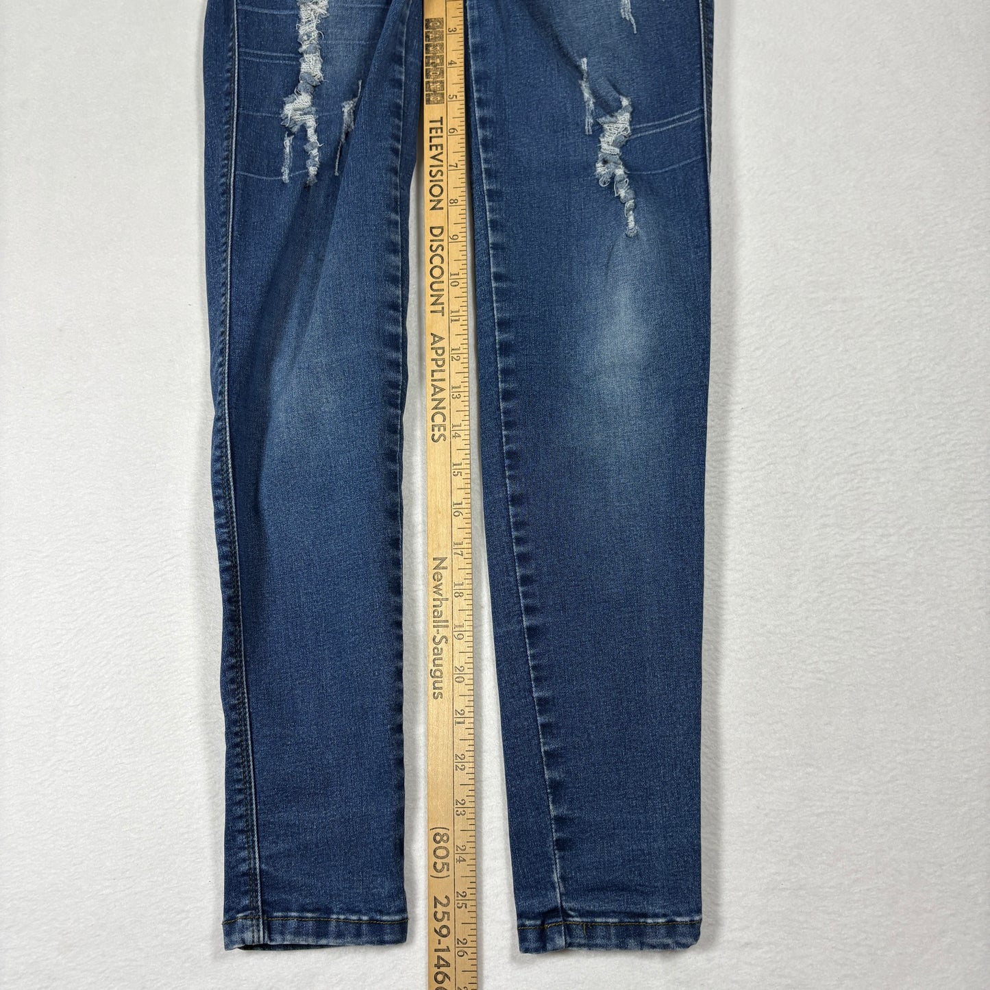 Tissini Womens Jeans Dark Wash Distressed Skinny High Rise Push Up Y2K Size 14
