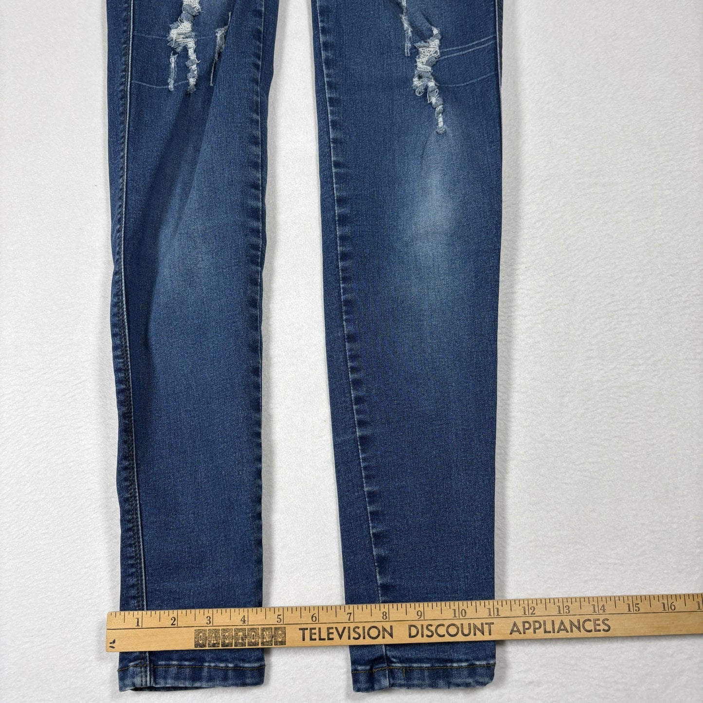 Tissini Womens Jeans Dark Wash Distressed Skinny High Rise Push Up Y2K Size 14