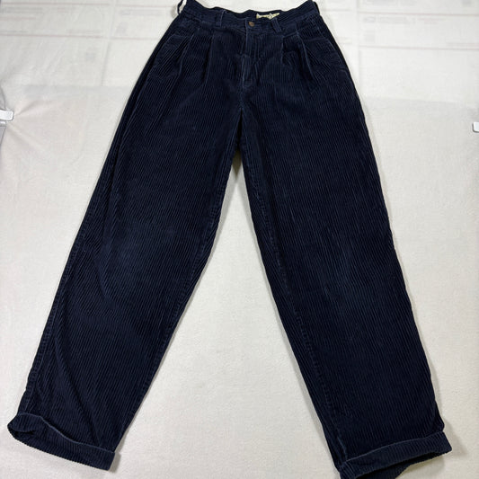 Eddie Bauer Womens Corduroy Pants Size 10 Navy Blue High Waist Vintage 90s