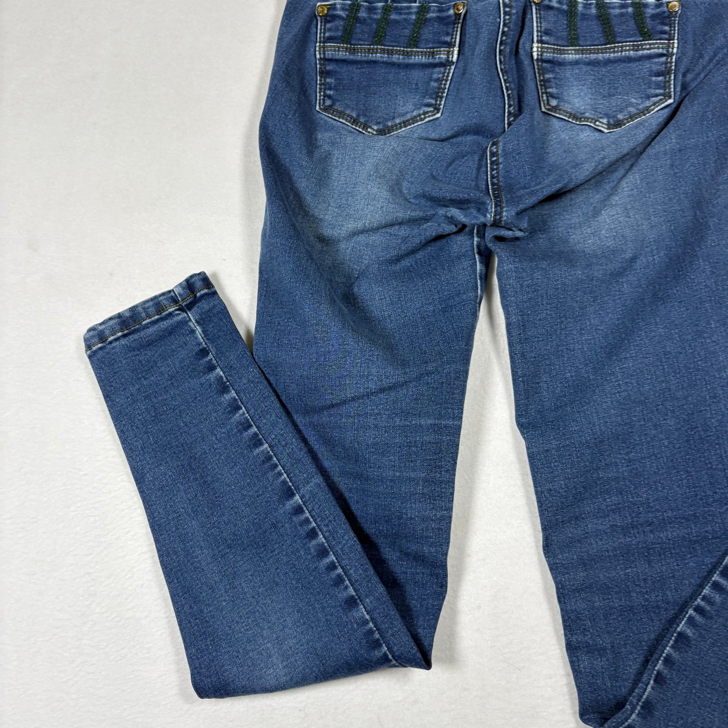 Tissini Womens Jeans Dark Wash Distressed Skinny High Rise Push Up Y2K Size 14