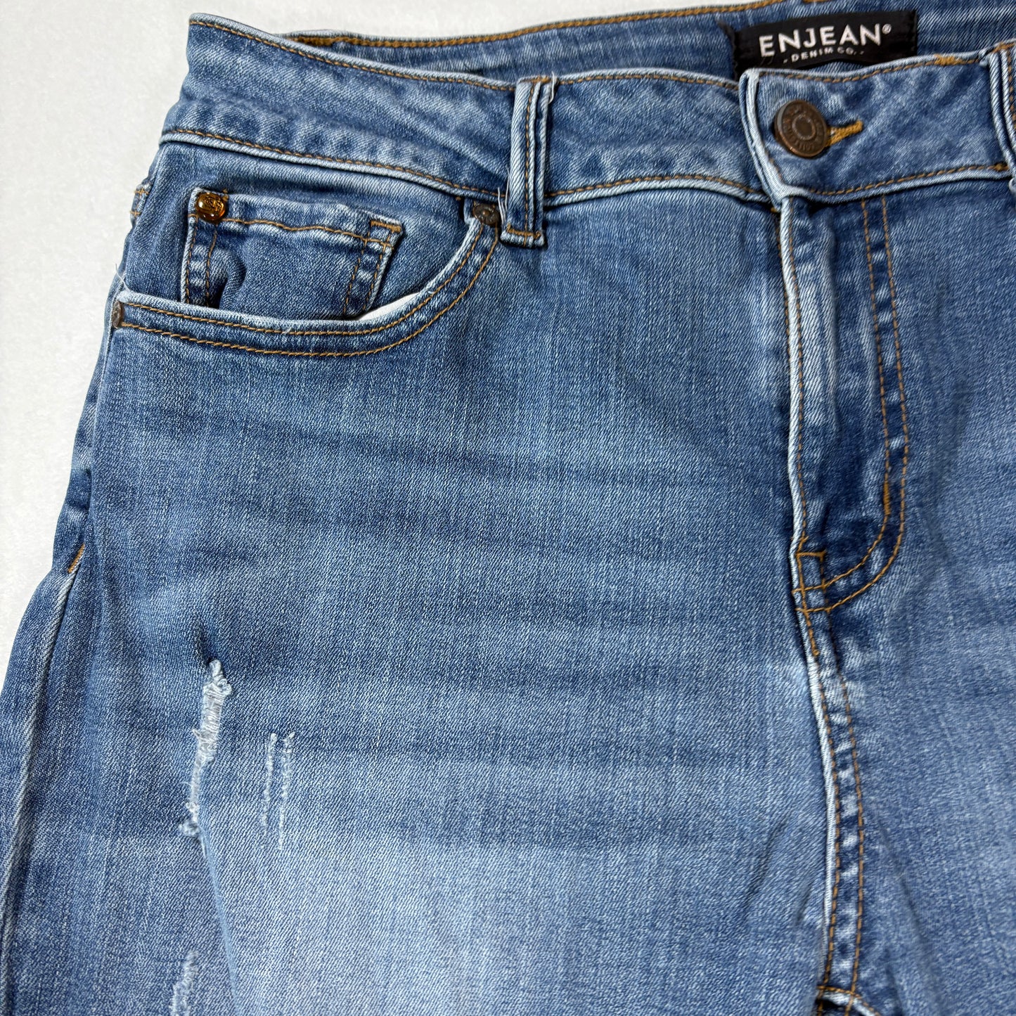 Enjean Denim Co Women’s Jeans 11 Light Wash Distressed Stretch Skinny Slim Fit