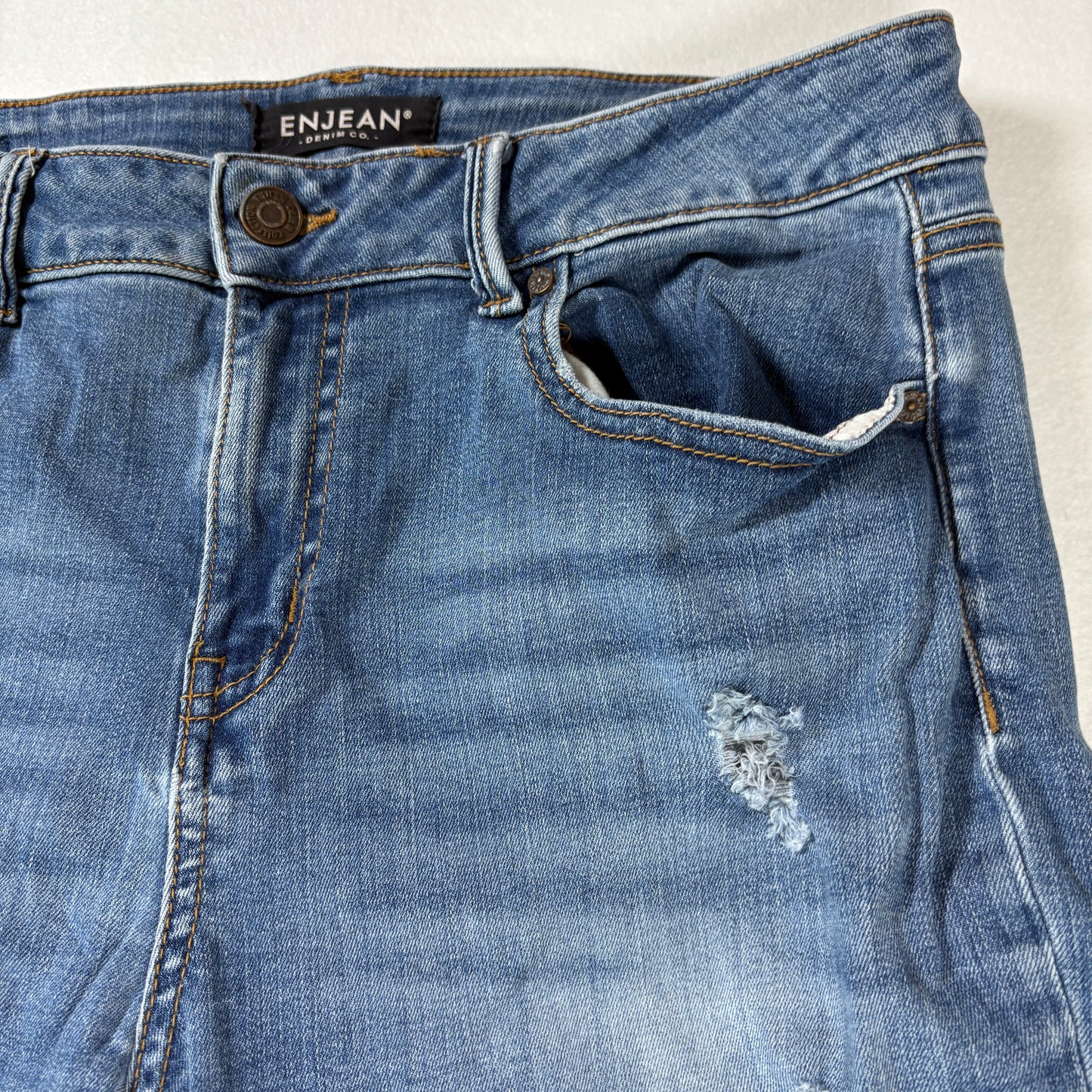 Enjean Denim Co Women’s Jeans 11 Light Wash Distressed Stretch Skinny Slim Fit