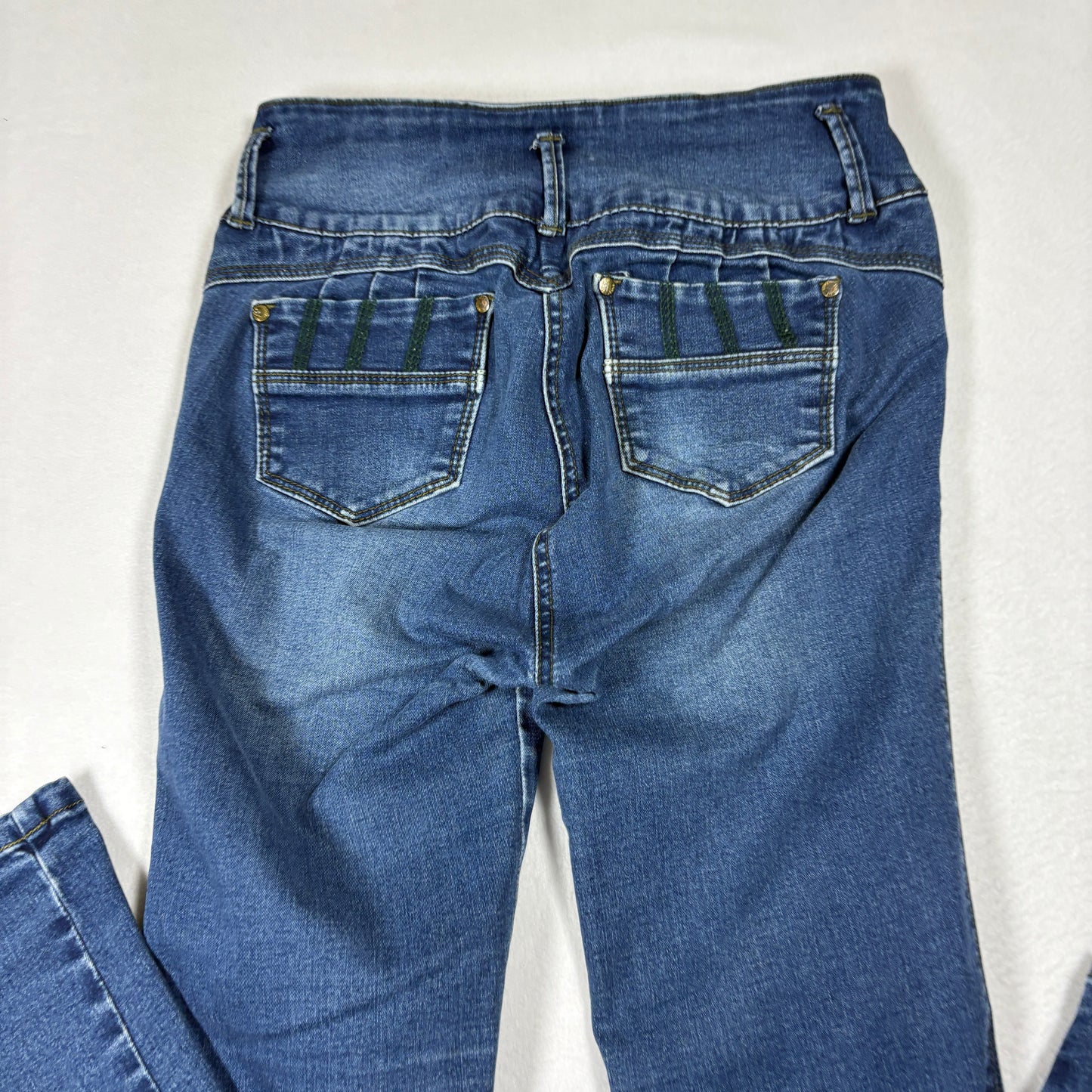 Tissini Womens Jeans Dark Wash Distressed Skinny High Rise Push Up Y2K Size 14