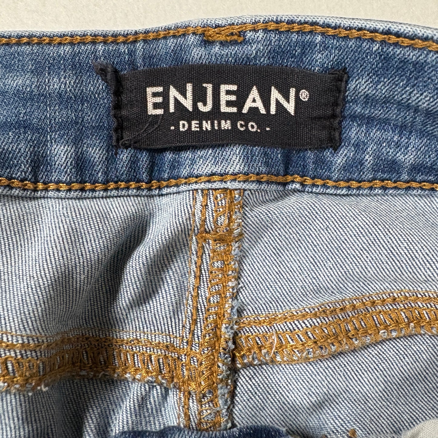 Enjean Denim Co Women’s Jeans 11 Light Wash Distressed Stretch Skinny Slim Fit