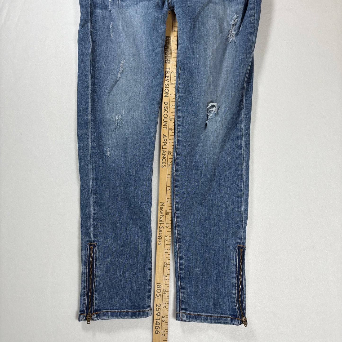 Enjean Denim Co Women’s Jeans 11 Light Wash Distressed Stretch Skinny Slim Fit