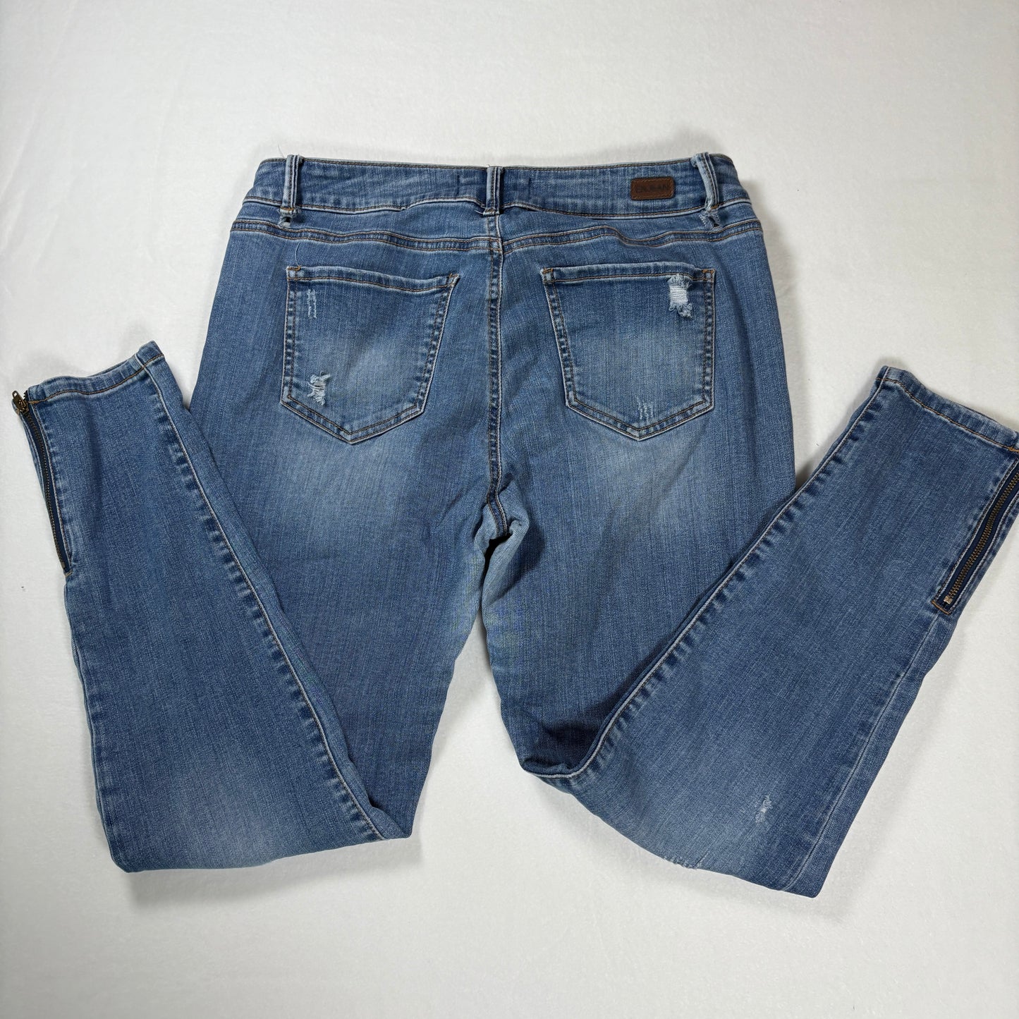 Enjean Denim Co Women’s Jeans 11 Light Wash Distressed Stretch Skinny Slim Fit