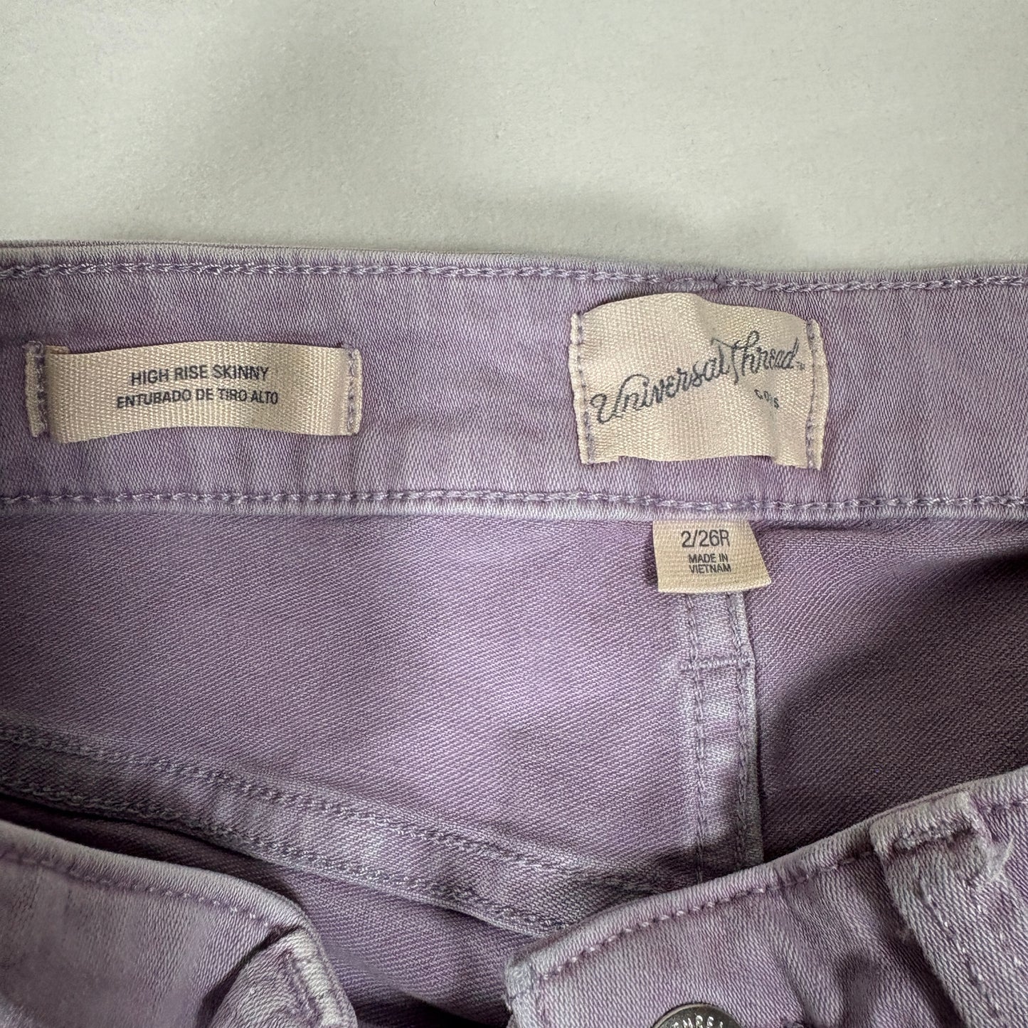 Universal Thread Womens Jeans 2/26R High Rise Skinny Purple Distressed Y2K
