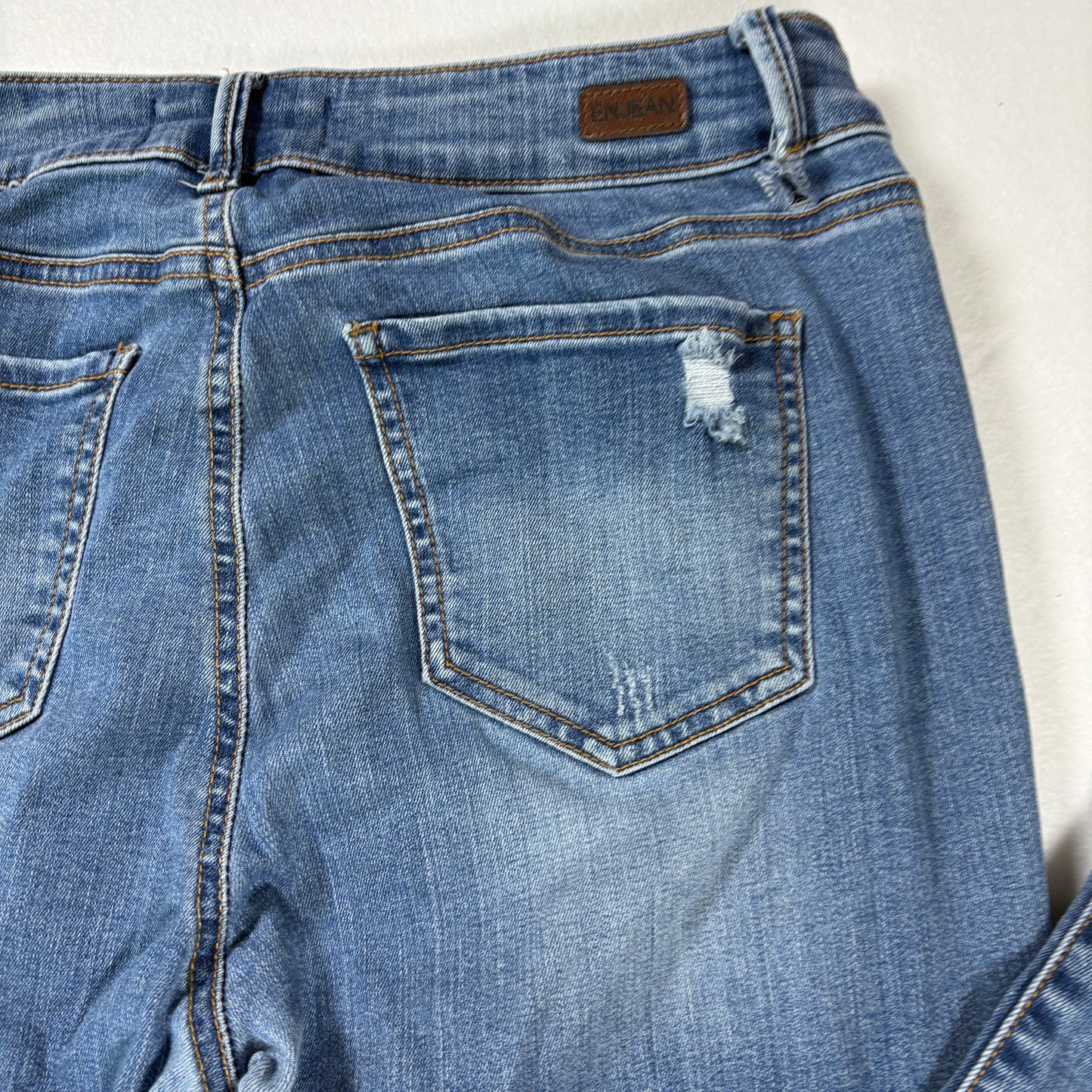 Enjean Denim Co Women’s Jeans 11 Light Wash Distressed Stretch Skinny Slim Fit