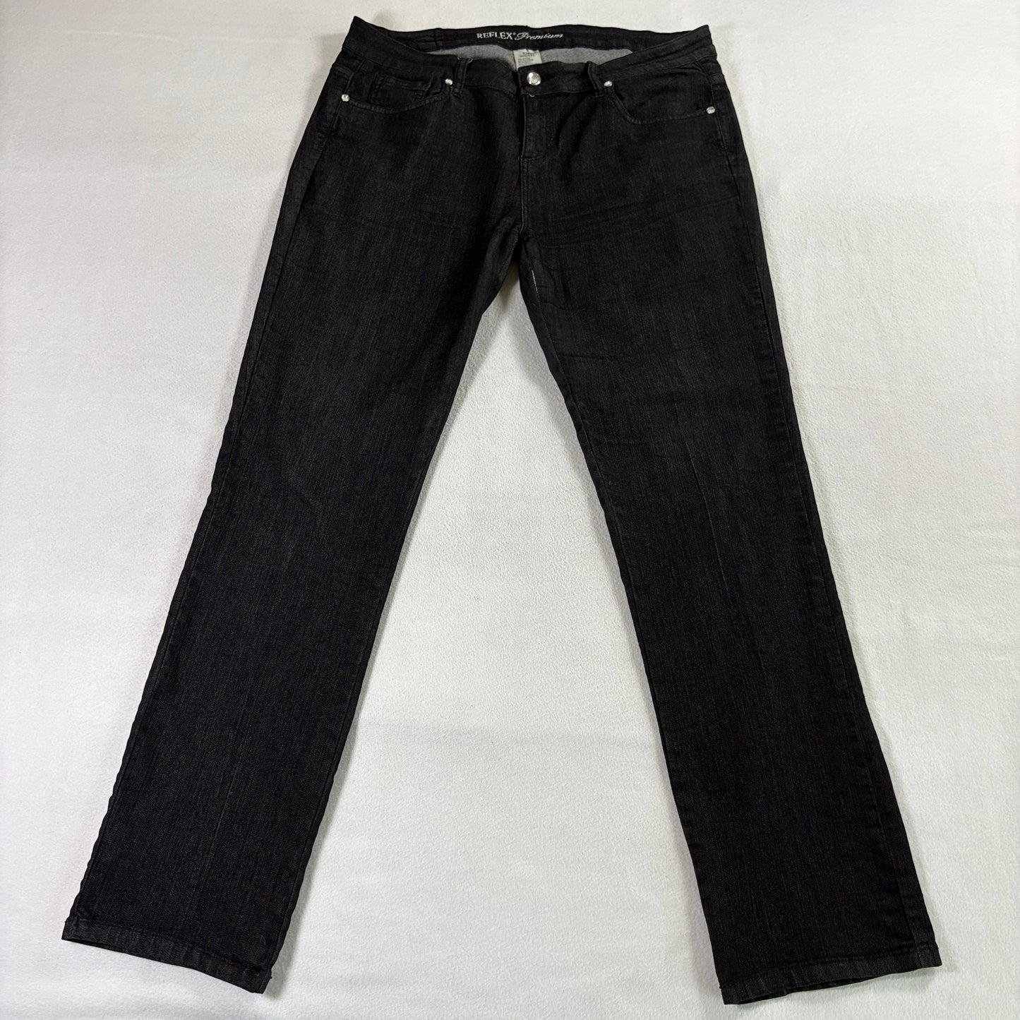 Y2K Bootcut Stretch Jeans Reflex Premium Tag 1XL Fits Like 36x31 Black Denim
