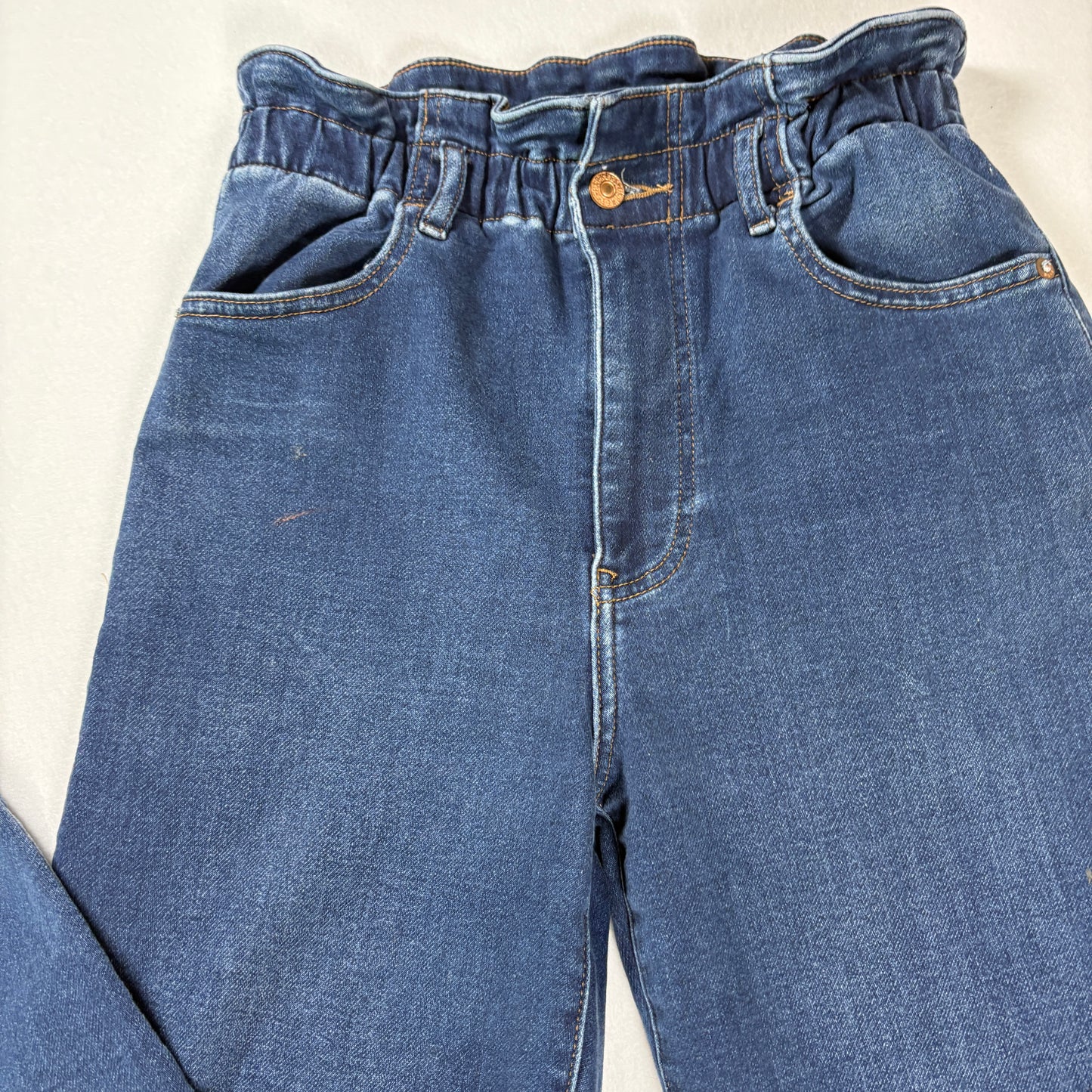 Express Women’s Jogger Jeans 4R Super High Rise Dark Wash Baggy Barrel Leg Denim