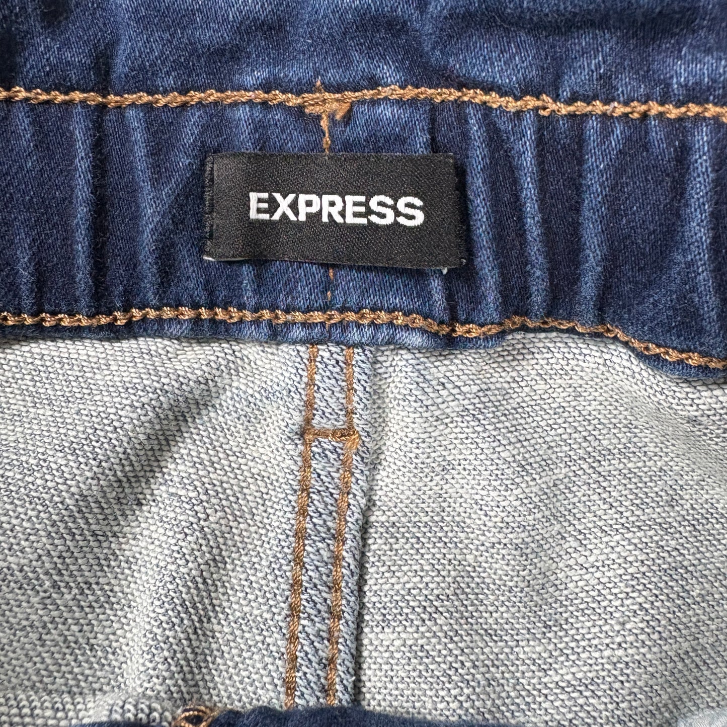 Express Women’s Jogger Jeans 4R Super High Rise Dark Wash Baggy Barrel Leg Denim