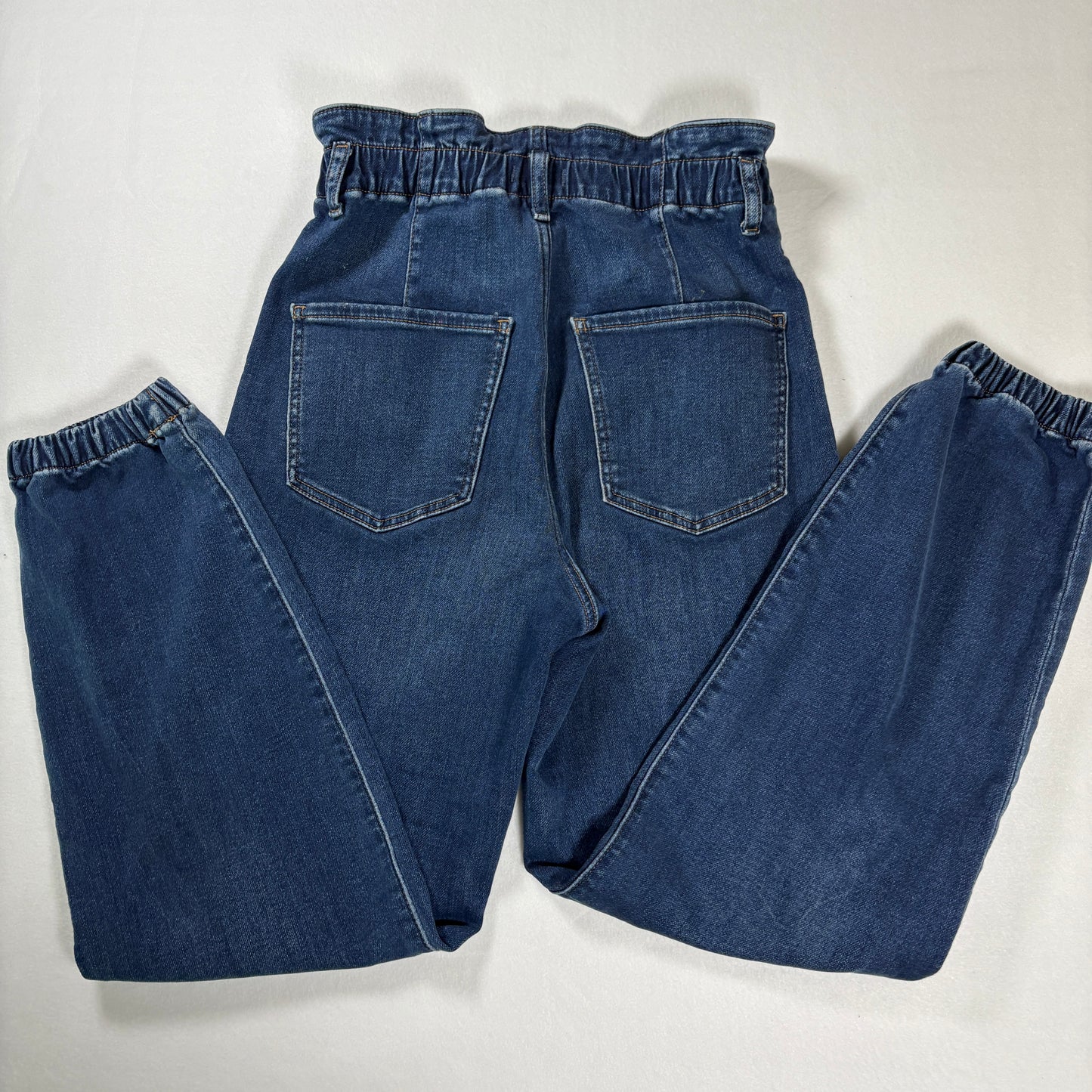 Express Women’s Jogger Jeans 4R Super High Rise Dark Wash Baggy Barrel Leg Denim