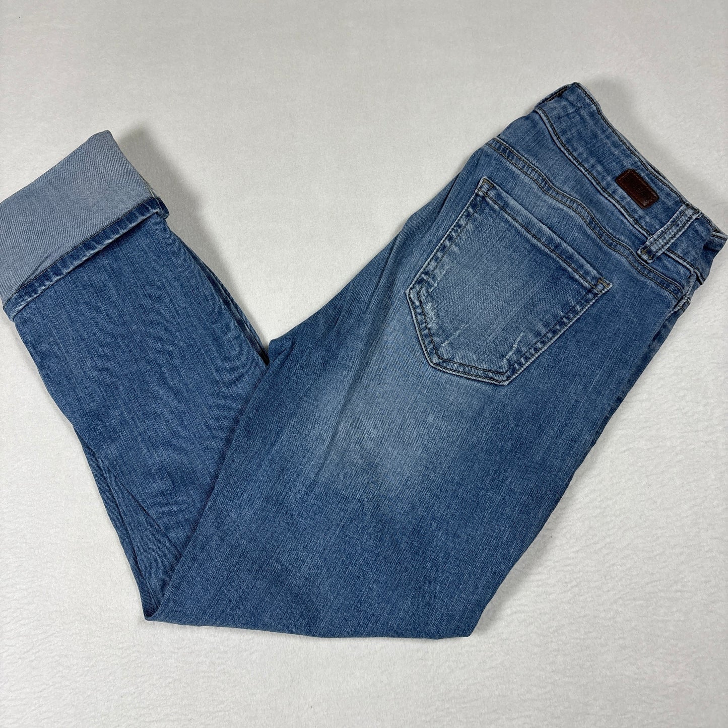 Enjean Womens Jeans 7/28 High Rise Skinny Distressed Blue Denim Y2K Grunge