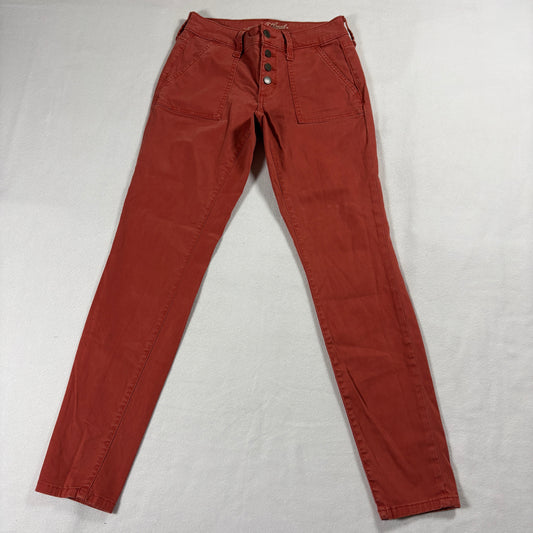 Universal Thread Pants Womens 24 Red Y2K Mid Rise Skinny Button Fly Streetwear !