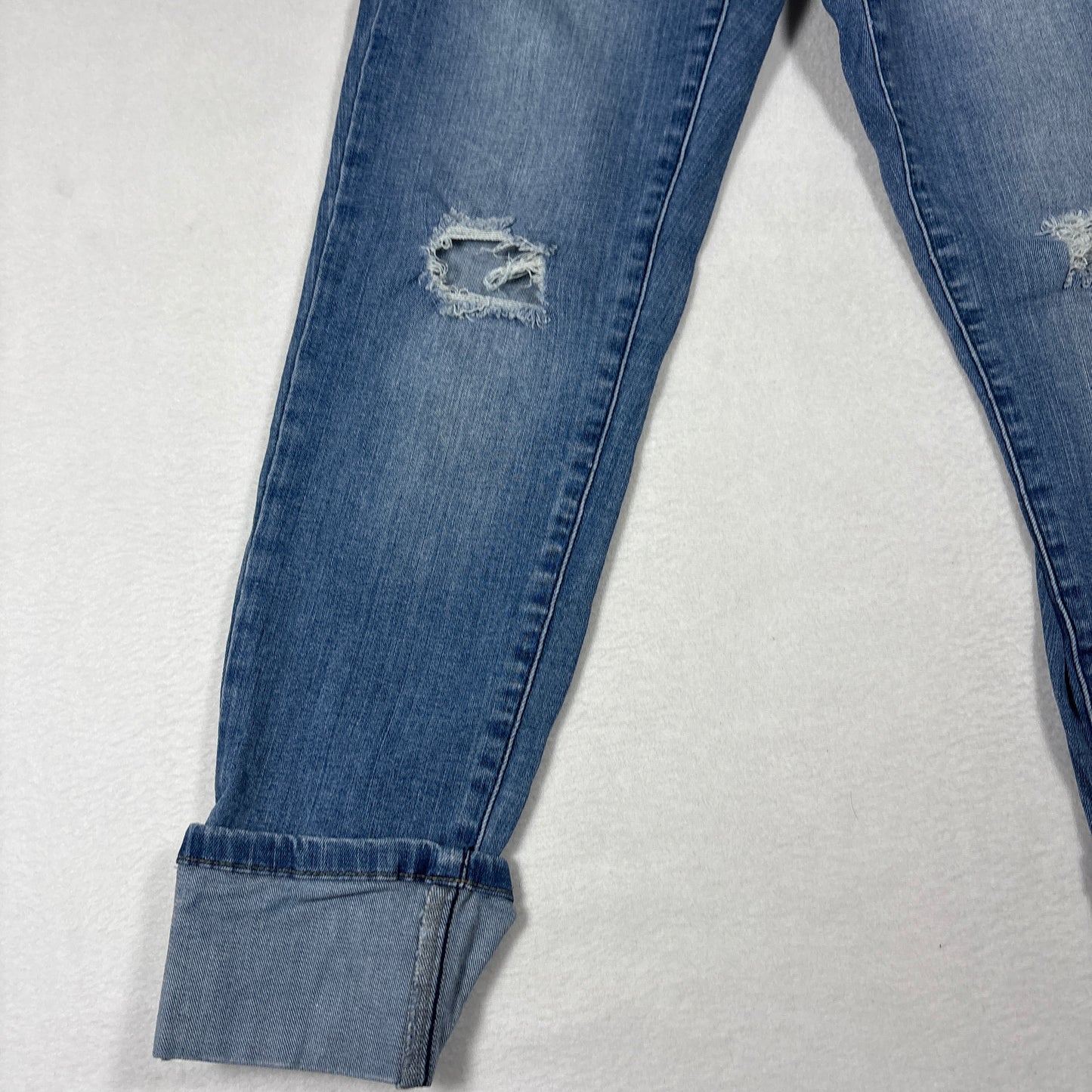 Enjean Womens Jeans 7/28 High Rise Skinny Distressed Blue Denim Y2K Grunge