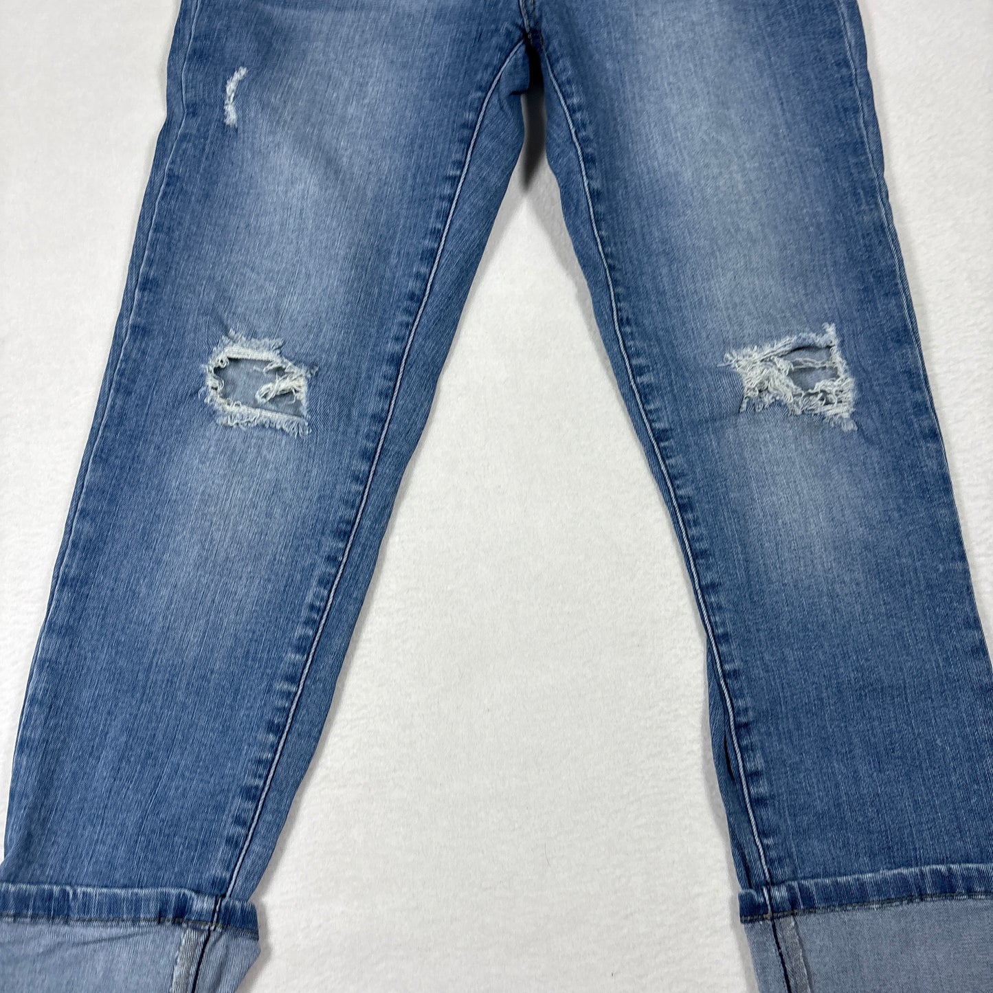 Enjean Womens Jeans 7/28 High Rise Skinny Distressed Blue Denim Y2K Grunge