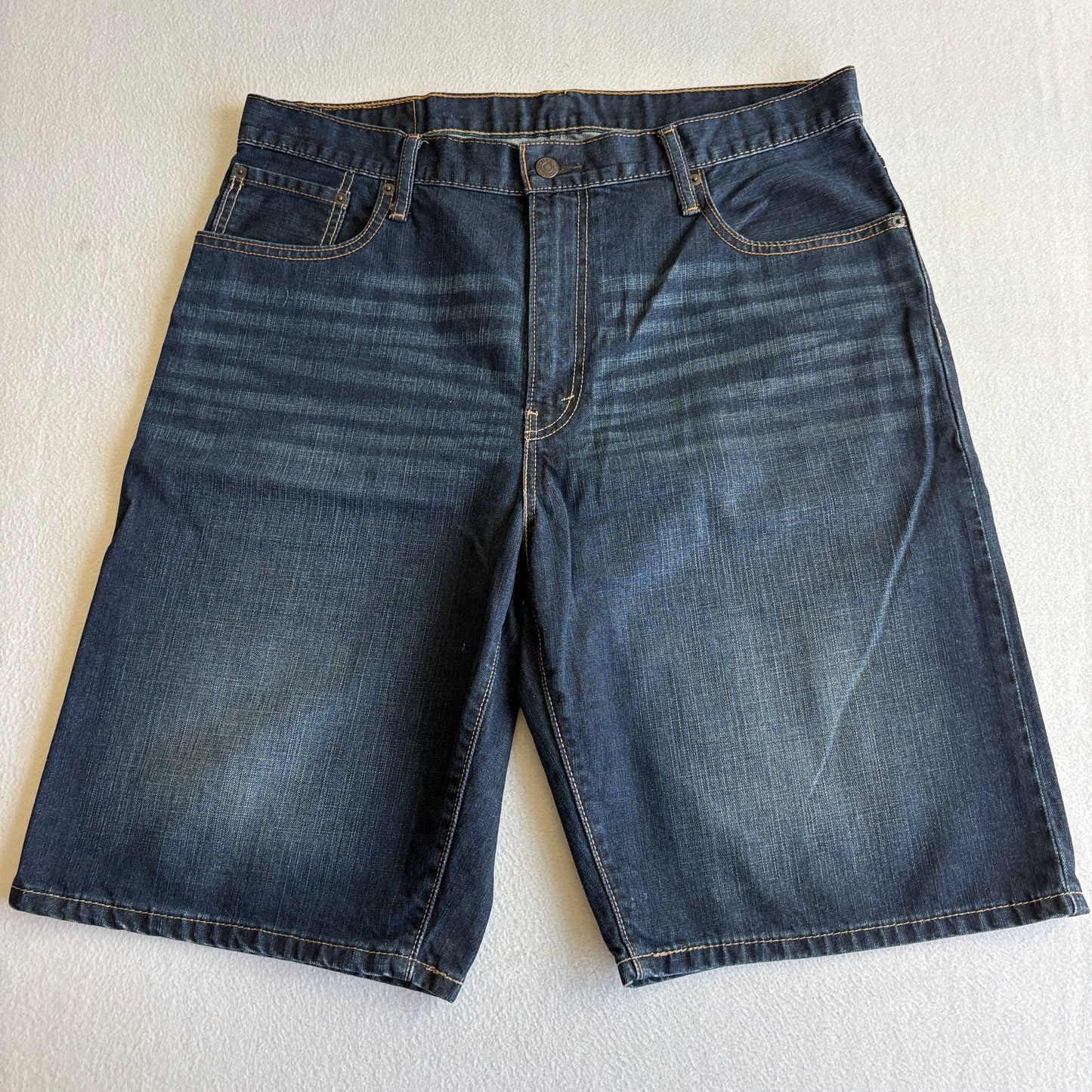 Levis 569 Mens W36 Denim Shorts Blue Loose Fit Baggy Wide Leg Jean Shorts Y2K