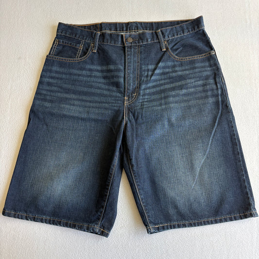 Levis 569 Mens W36 Denim Shorts Blue Loose Fit Baggy Wide Leg Jean Shorts Y2K