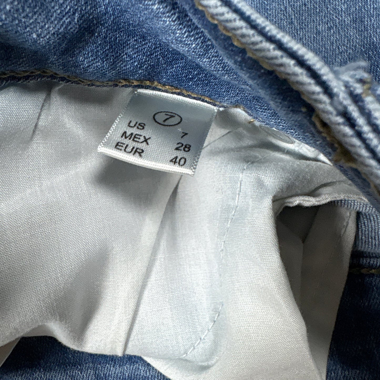 Enjean Womens Jeans 7/28 High Rise Skinny Distressed Blue Denim Y2K Grunge