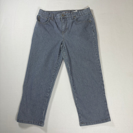 Style & Co Denim Women’s 4P Blue White Pinstripe Cropped Jeans Stretch Casual