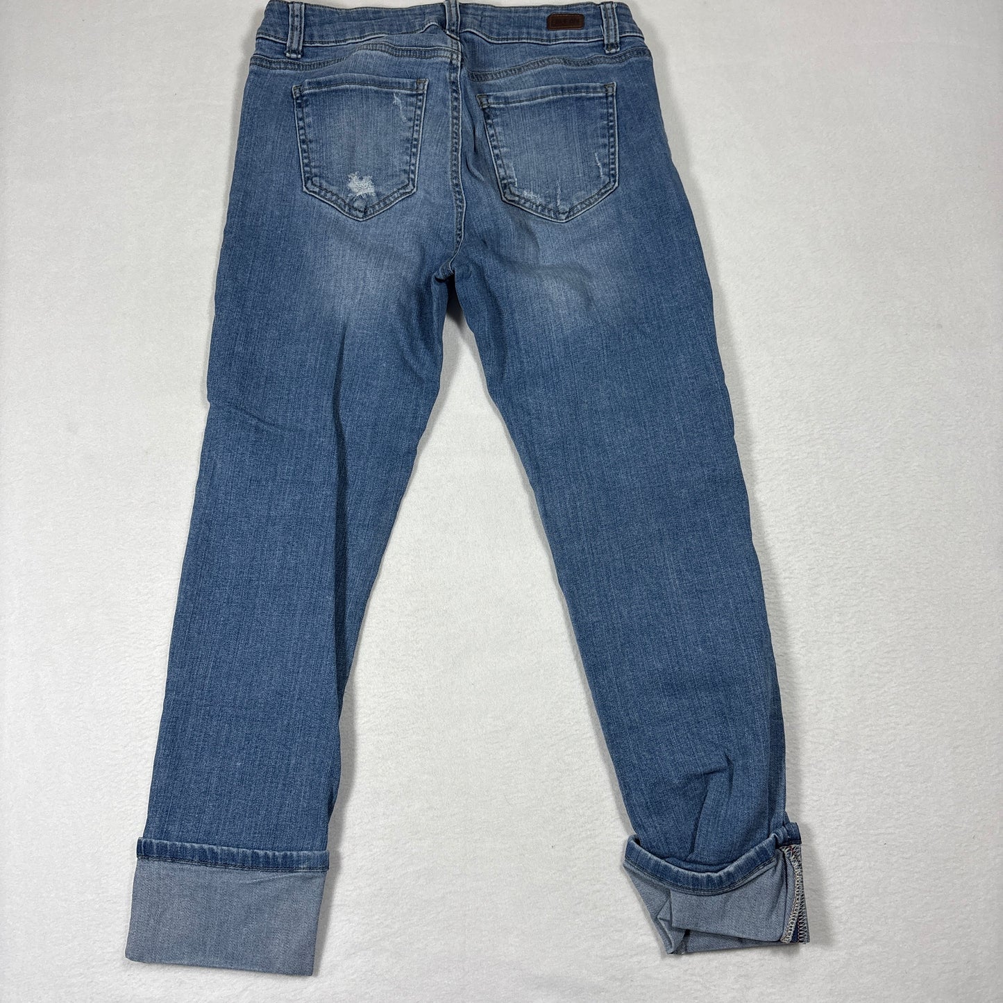 Enjean Womens Jeans 7/28 High Rise Skinny Distressed Blue Denim Y2K Grunge