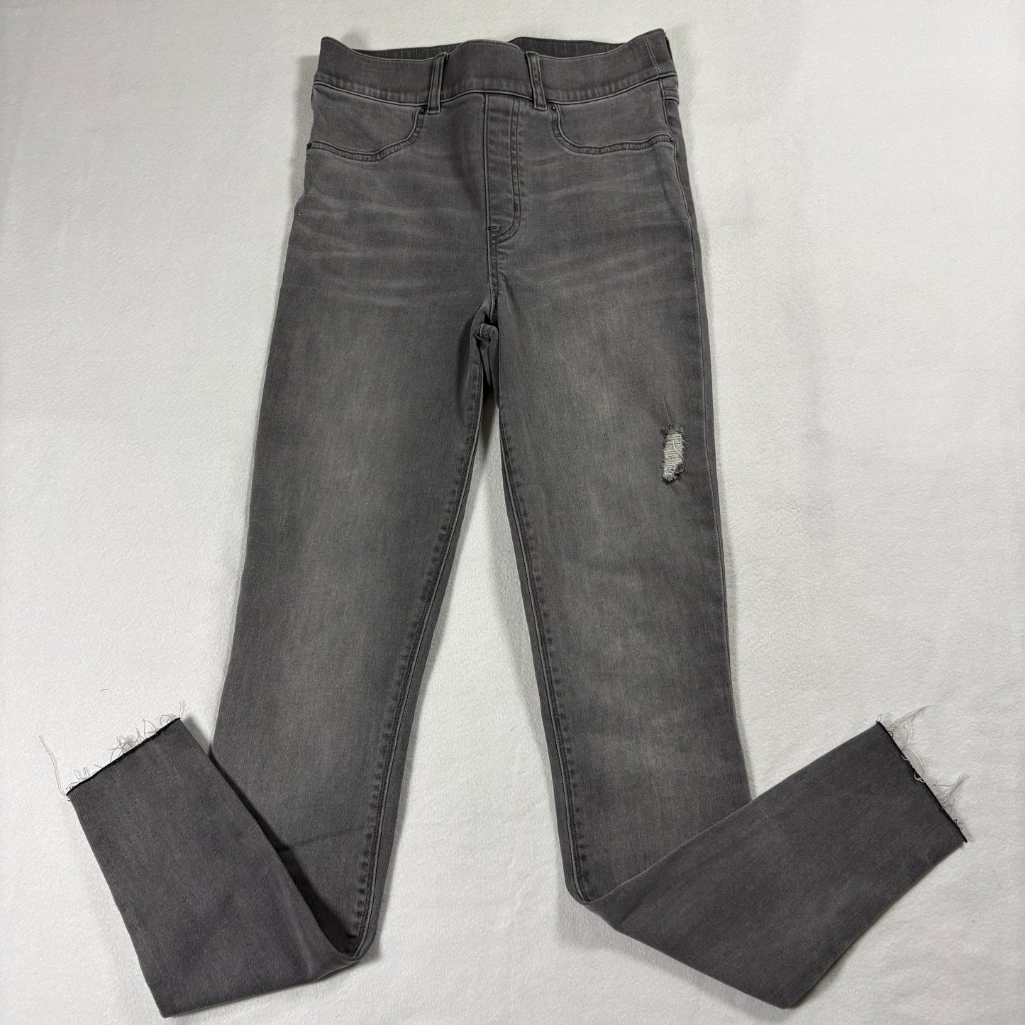 Spanx Jeans Womens Small Gray Y2K High Rise Skinny Distressed Raw Hem Tall Style