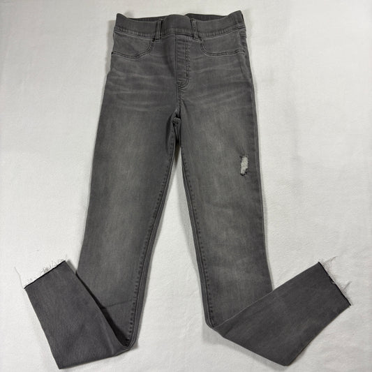 Spanx Jeans Womens Small Gray Y2K High Rise Skinny Distressed Raw Hem Tall Style