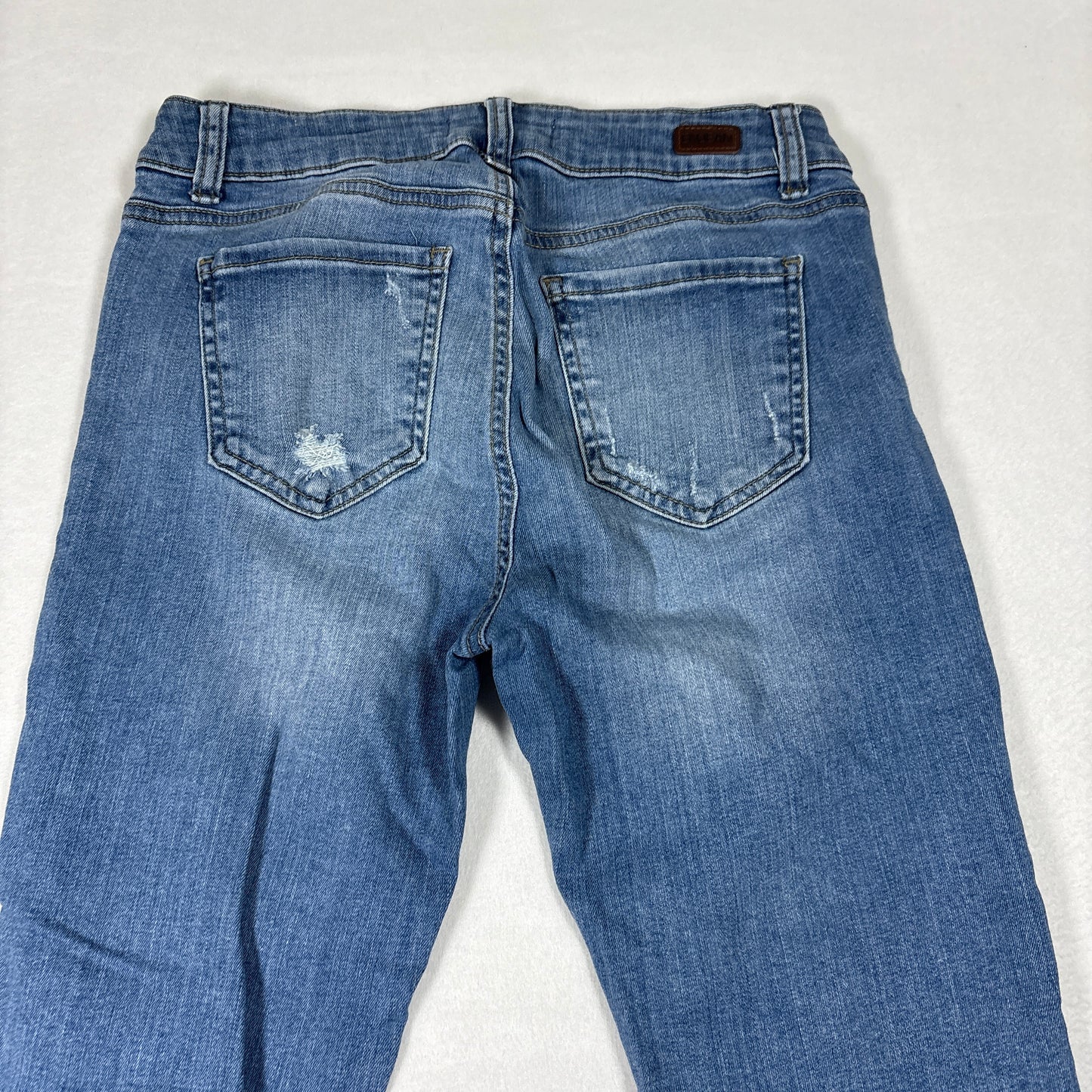 Enjean Womens Jeans 7/28 High Rise Skinny Distressed Blue Denim Y2K Grunge