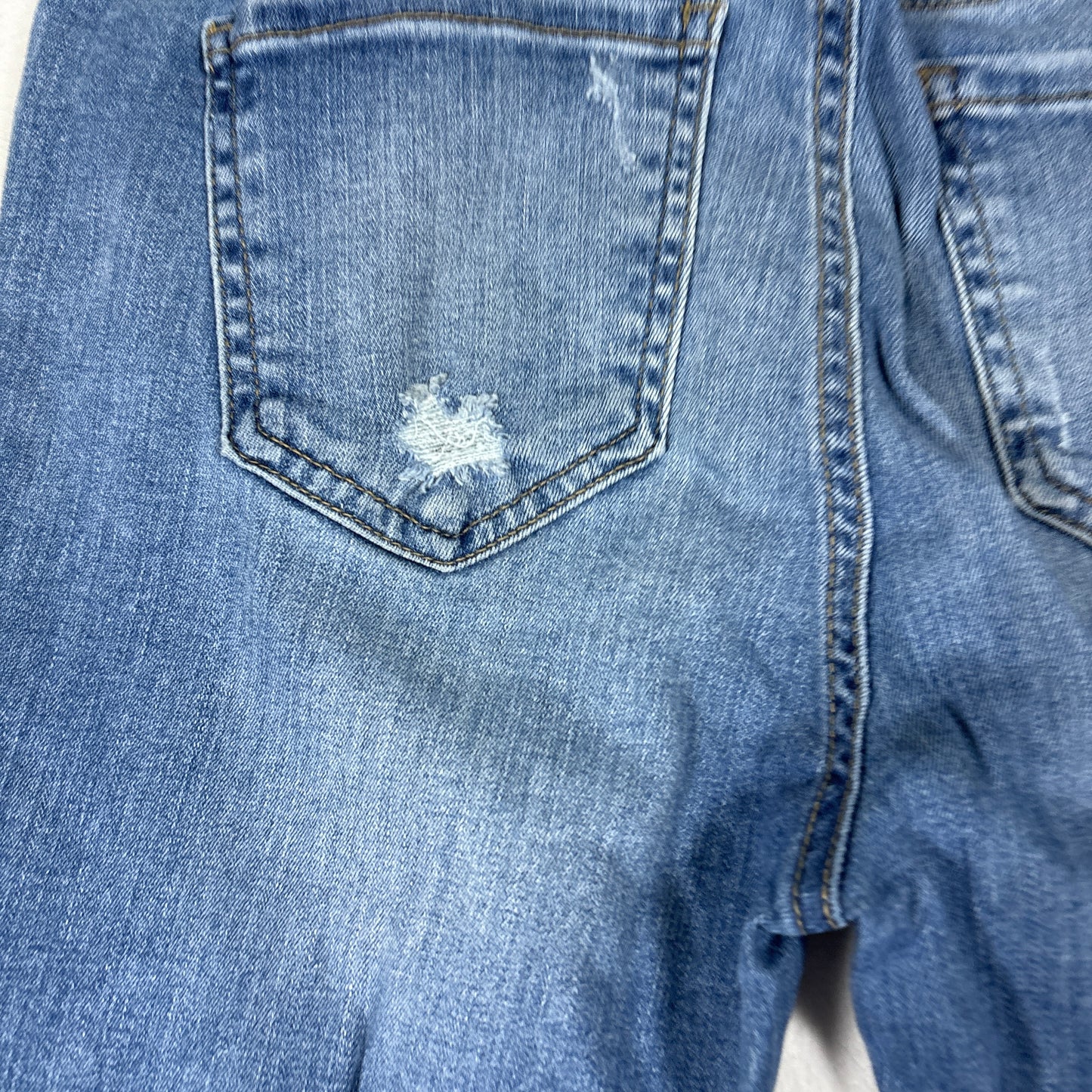 Enjean Womens Jeans 7/28 High Rise Skinny Distressed Blue Denim Y2K Grunge