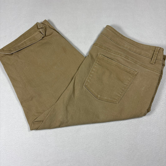 Time and Tru Womens Capri Pants XL 16-18 Khaki Stretch Cropped Casual Plus Size