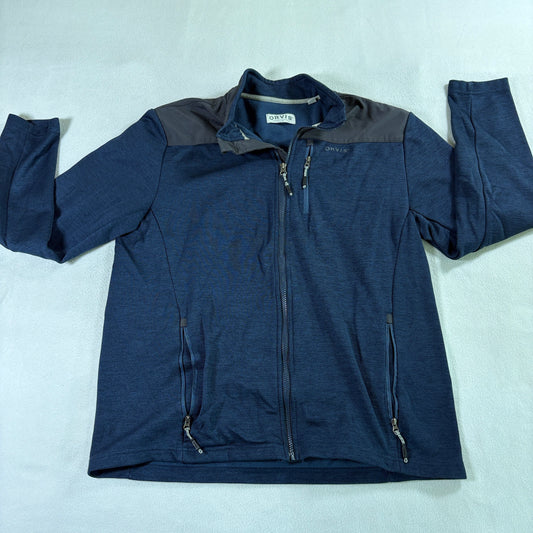 Orvis Fleece Jacket Full Zip Mens L Fits Like Large Blue Outdoor Hiking Coat
