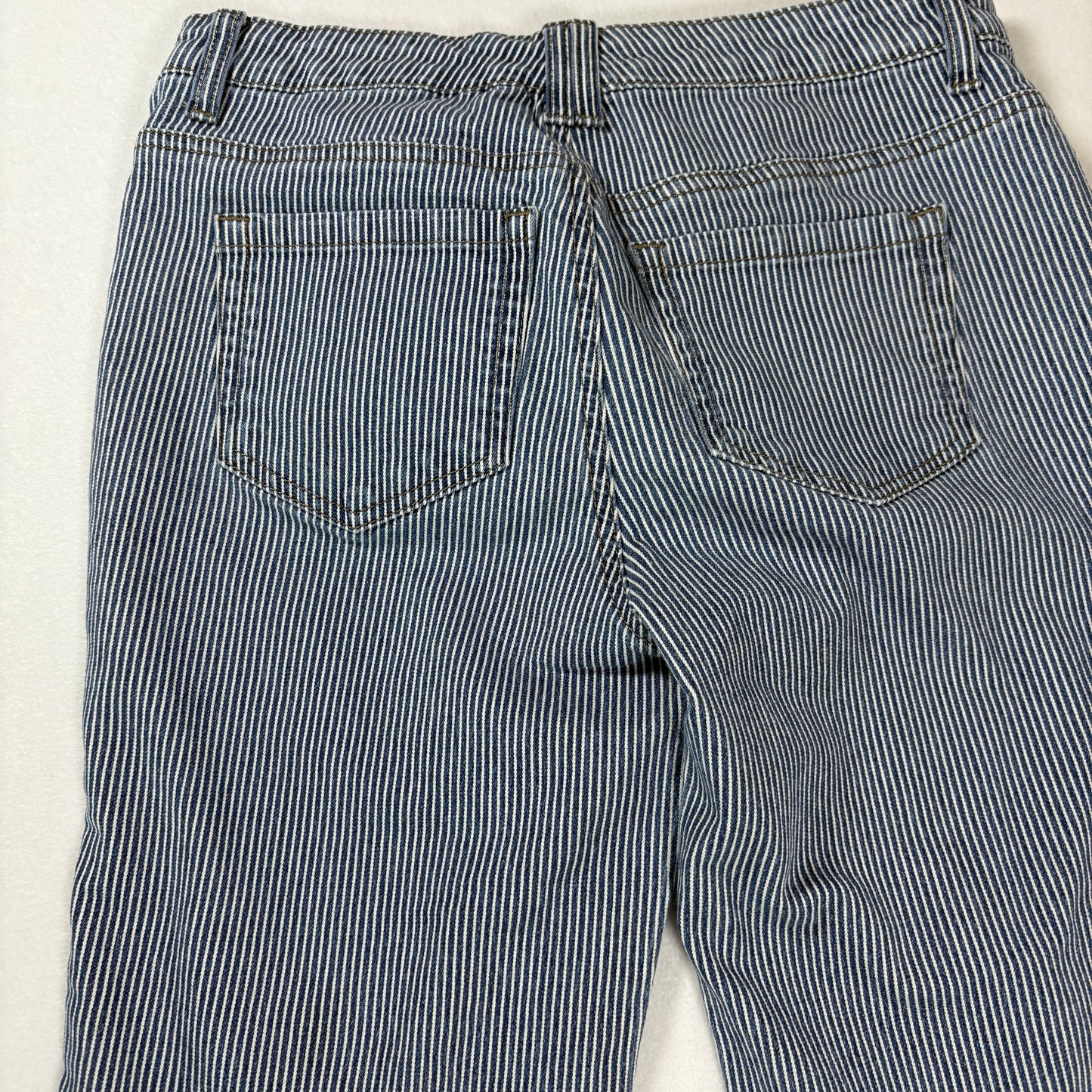 Style & Co Denim Women’s 4P Blue White Pinstripe Cropped Jeans Stretch Casual