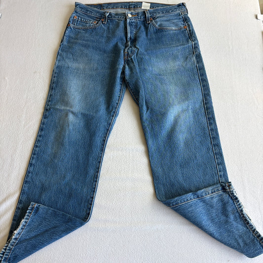 Levis 501 Mens W36 L30 Vintage Denim Jeans Blue Straight Leg Button Fly Y2K USA