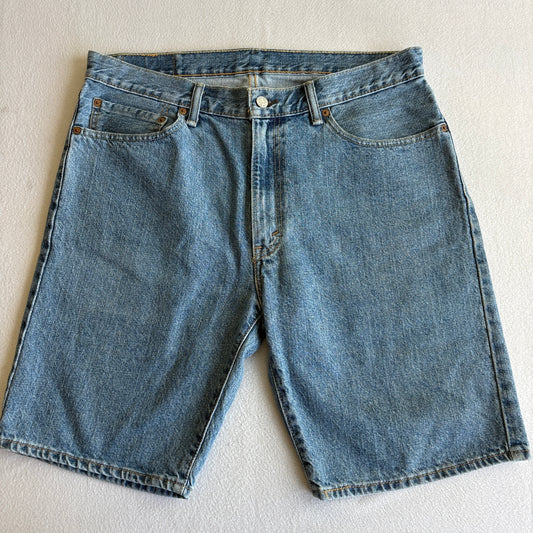 Levis 505 Mens W36 Denim Shorts Blue Regular Fit Straight Leg Jean Shorts Y2K