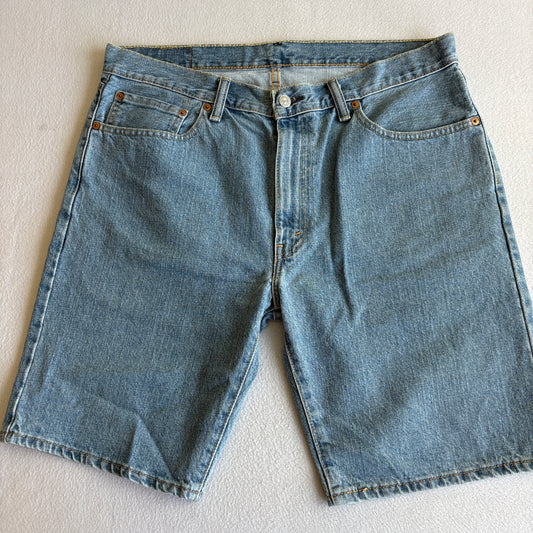 Levis 505 Mens W36 Denim Shorts Light Wash Regular Fit Straight Leg Jean Shorts Y2K