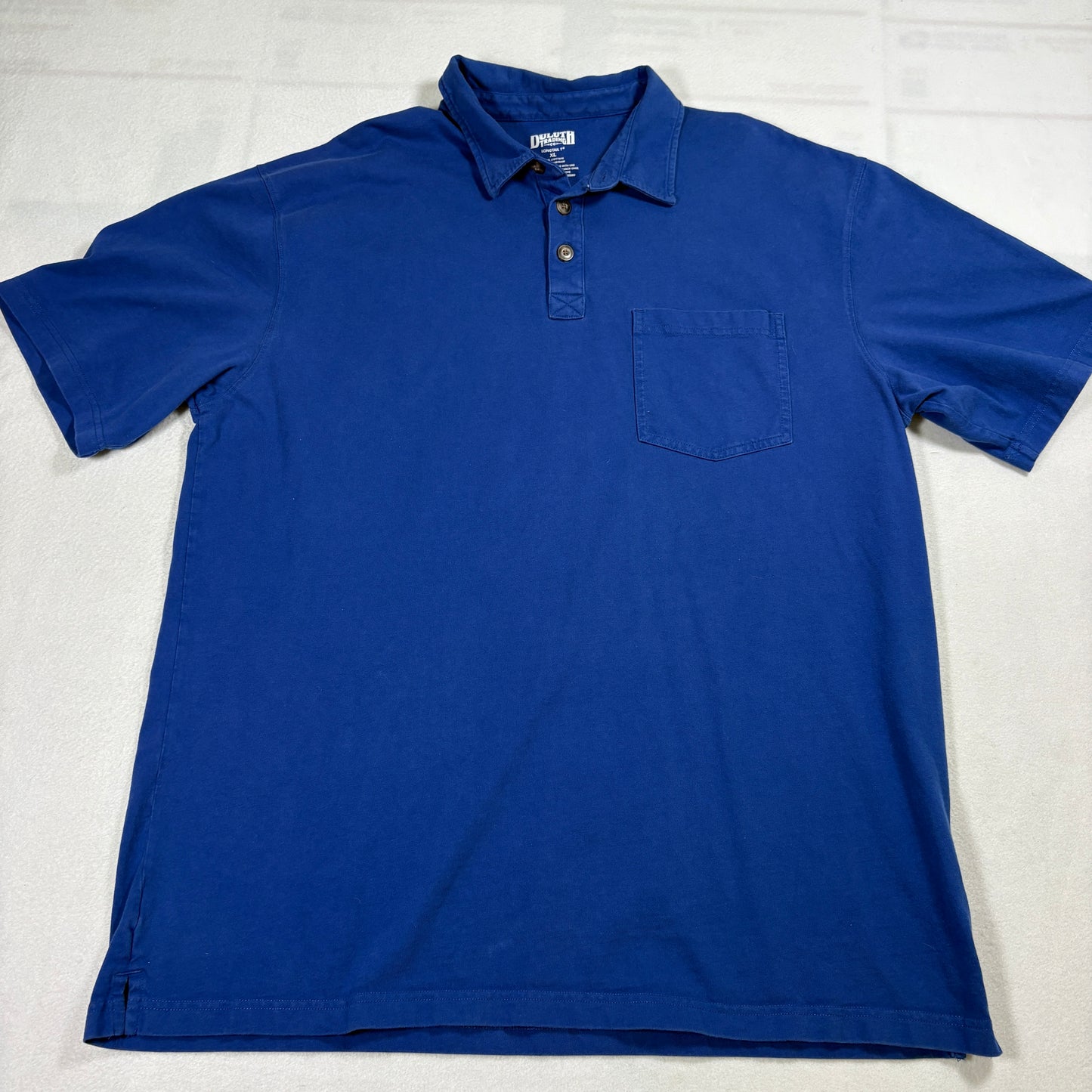 Duluth Trading Co Polo Shirt Mens XL Blue 100% Cotton Longtail T Pocket Workwear