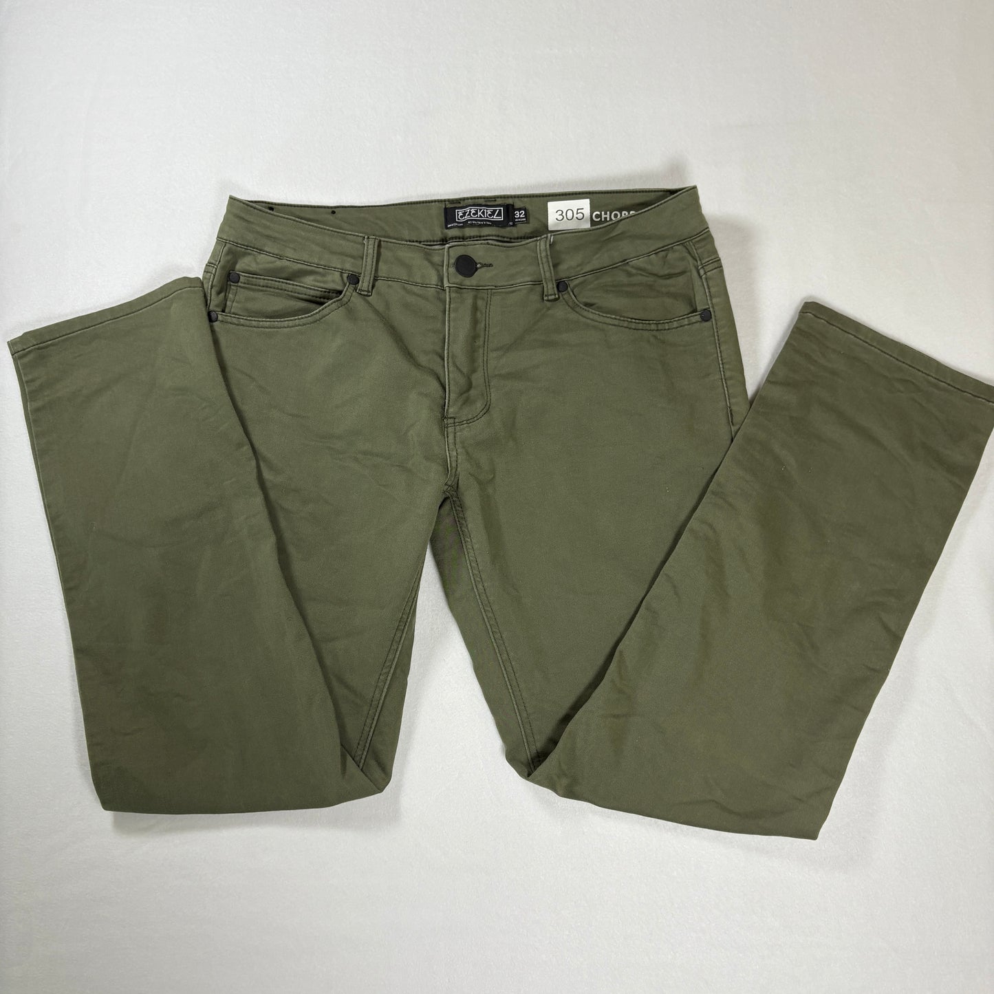 Ezekiel 305 Chino Pants Mens 32x32 Olive Green Casual Straight Leg Baggy Streetwear