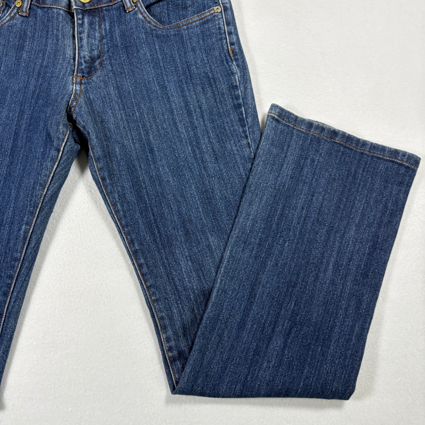 Crest Jeans Womens 7/8 Blue Denim Bootcut Y2K 90s Vintage Rhinestone Studded