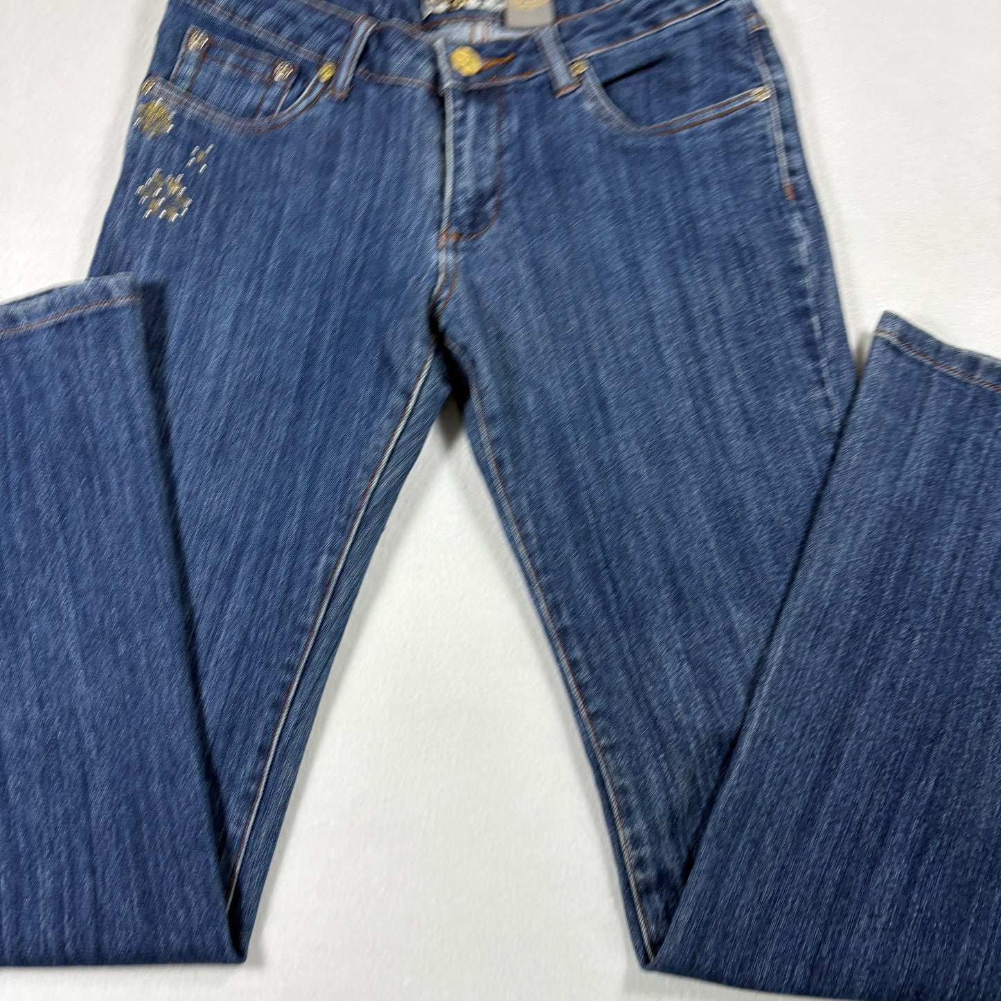 Crest Jeans Womens 7/8 Blue Denim Bootcut Y2K 90s Vintage Rhinestone Studded