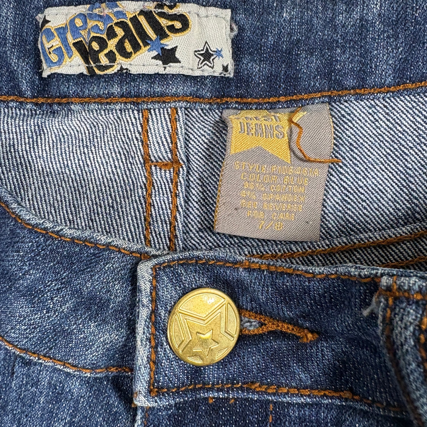 Crest Jeans Womens 7/8 Blue Denim Bootcut Y2K 90s Vintage Rhinestone Studded